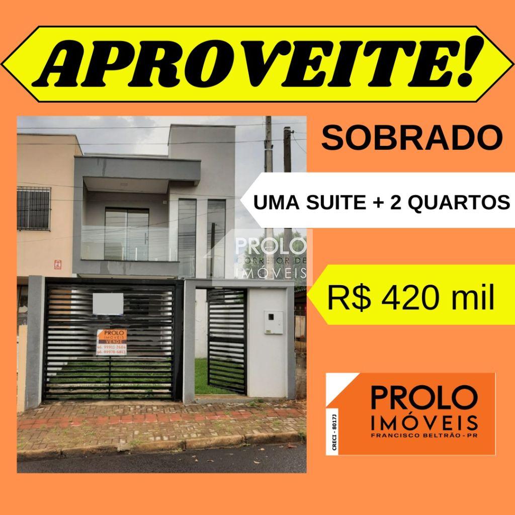 SOBRADO NOVO COM 1 SUTE + 2 QUARTOS, NO GUANABARA.