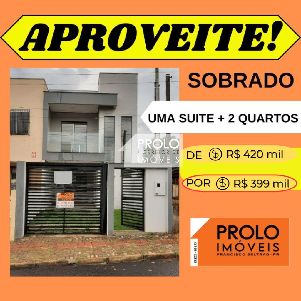 SOBRADO NOVO COM 1 SUTE + 2 QUARTOS, NO GUANABARA.