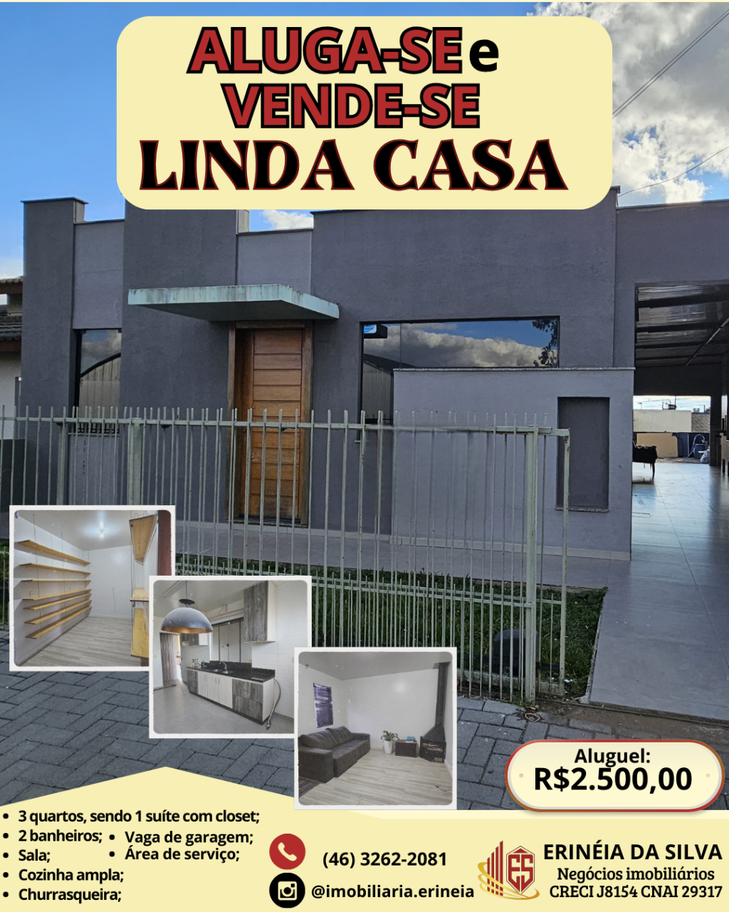 Linda casa disponível para locação e venda