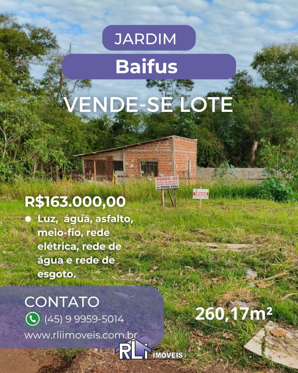 VENDE-SE TERRENO JARDIM BAIFUS